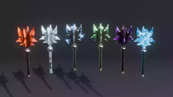 Set of 6 Elemental Mace - Fantasy medieval weapon