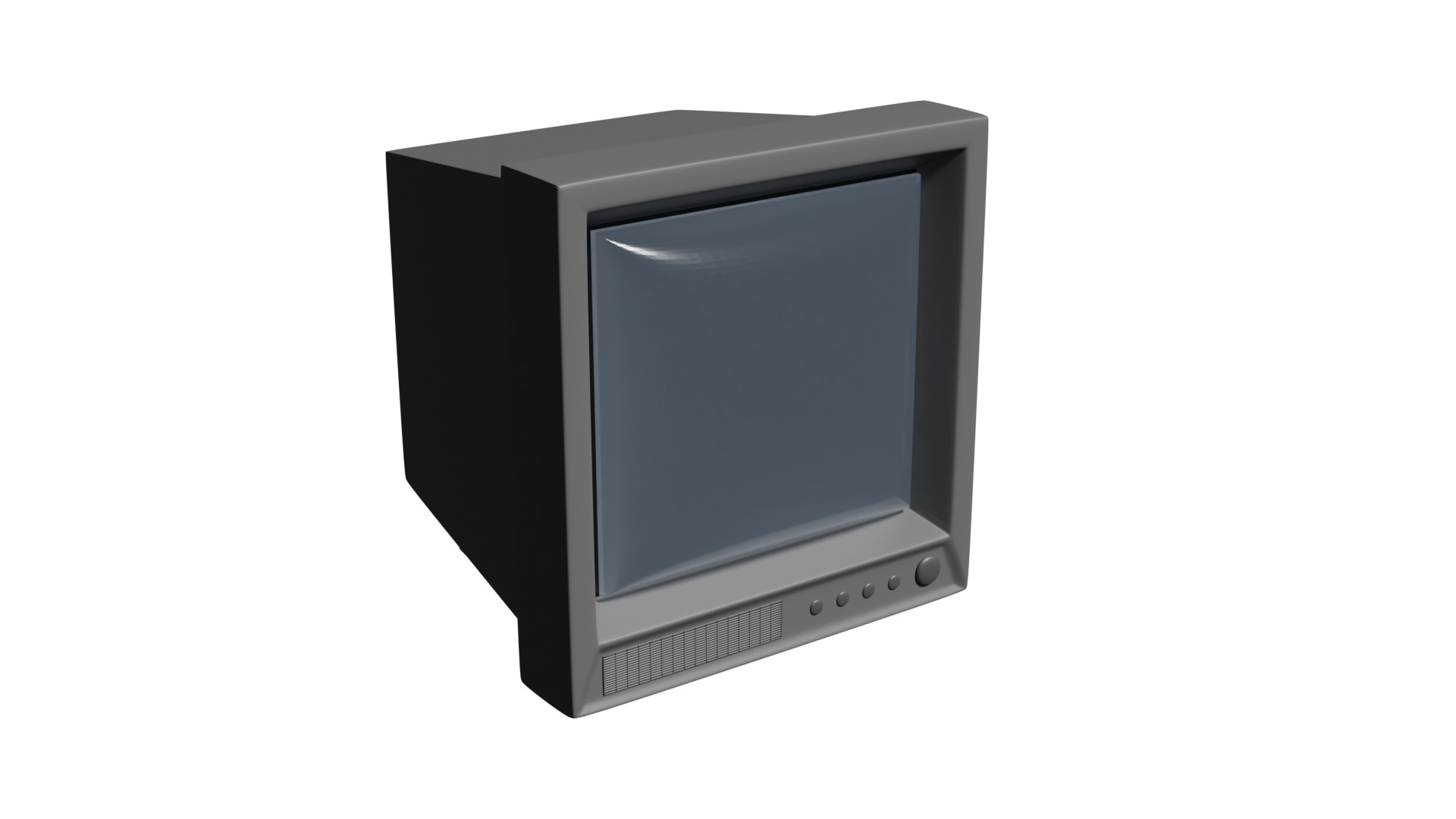Classic Retro Television Monitor Lowpoly Model Low-poly 3D model_3