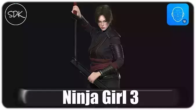 Ninja Girl 3 Low-poly 3D model