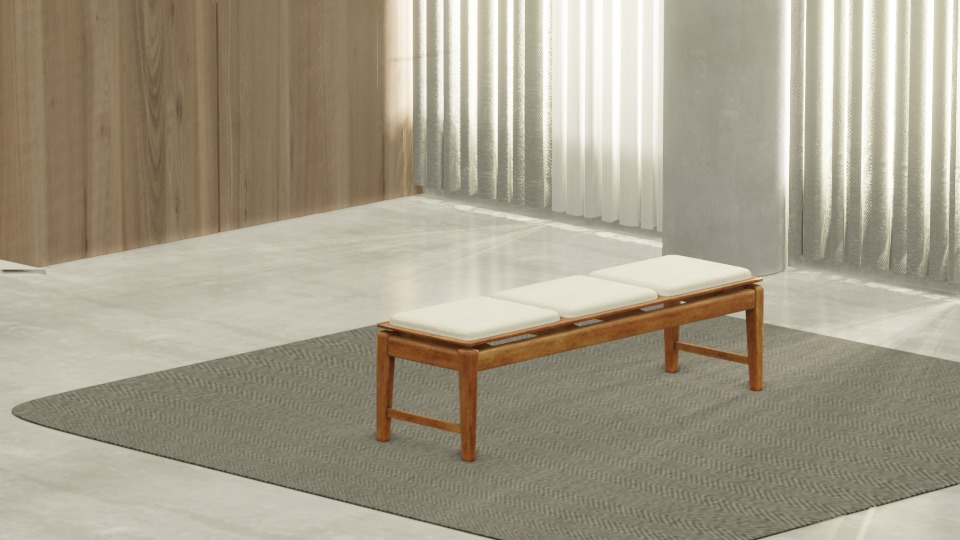 bench Banco Fatto 3 seats 3D model_1