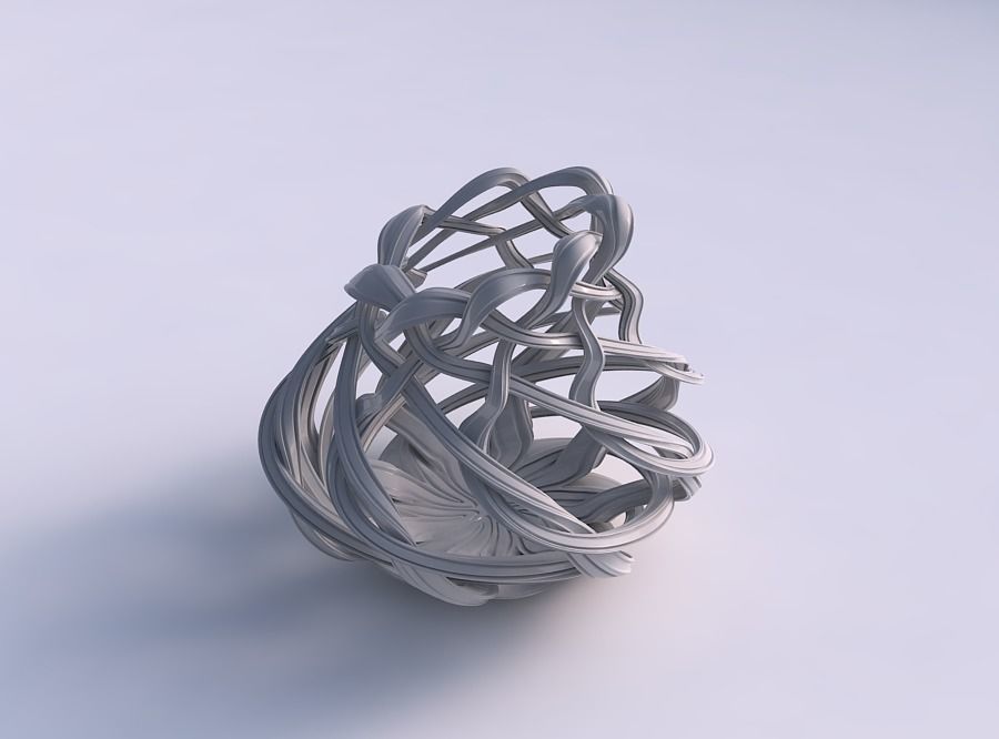 Vase wide bulged with interlacing lattice and extruded lines ... 3D print model_0