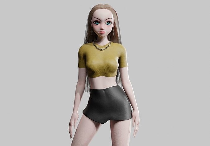 stylized cute Woman V31246  Low-poly 3D model