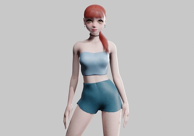 Pretty classic woman V19919  Low-poly 3D model