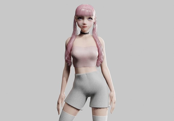 Pretty Cartoon woman V27901  Low-poly 3D model