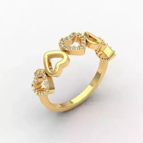 A Symphony of Hearts Yellow Gold Lab Grown Diamond Heart Band 