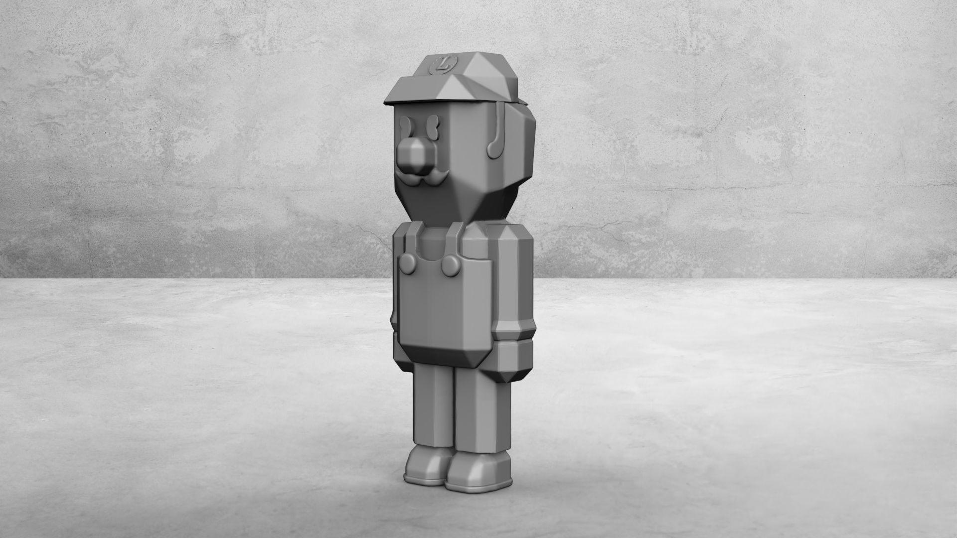Luigi of Super Mario Bros Minecraft 3D print model_18
