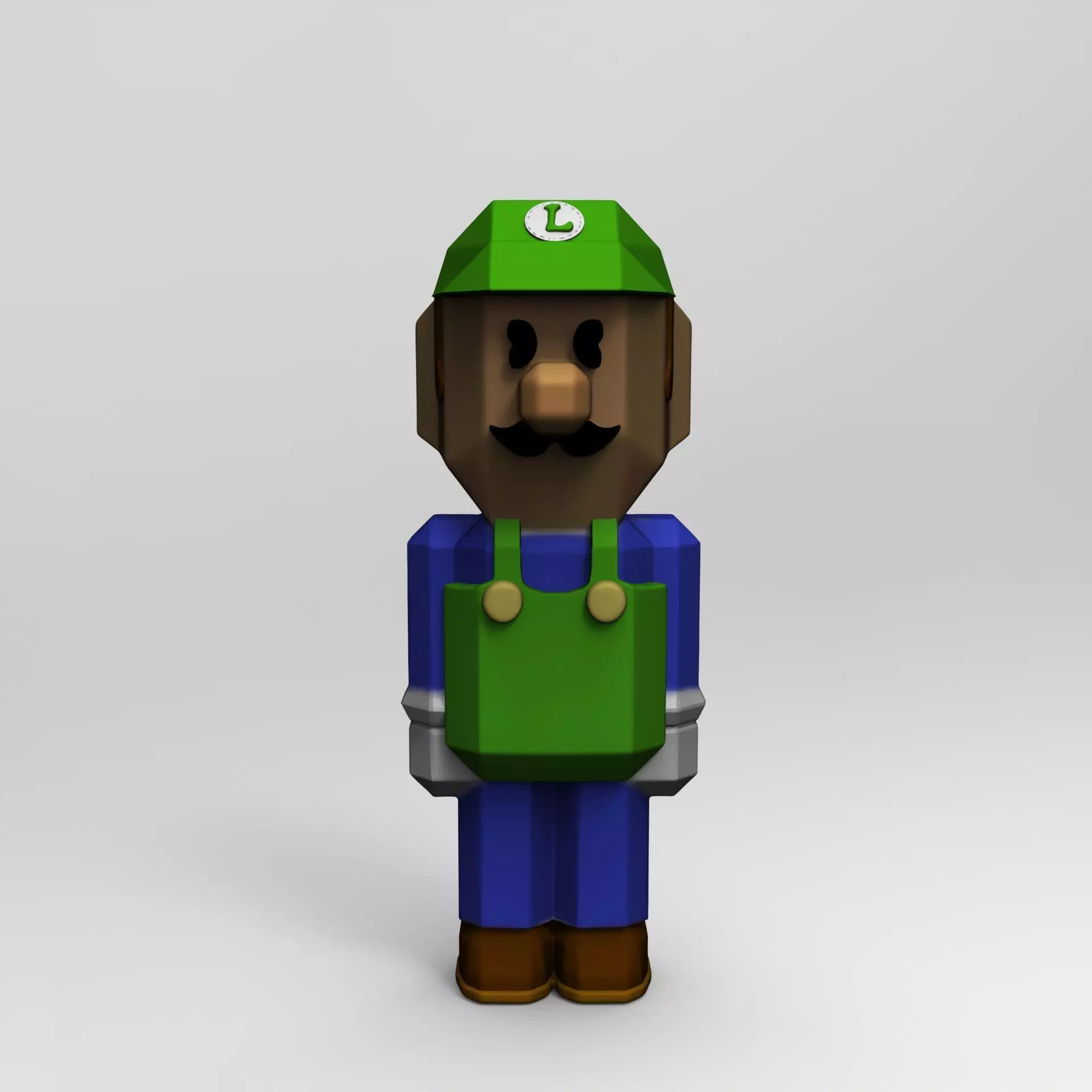 Luigi of Super Mario Bros Minecraft 3D print model_0