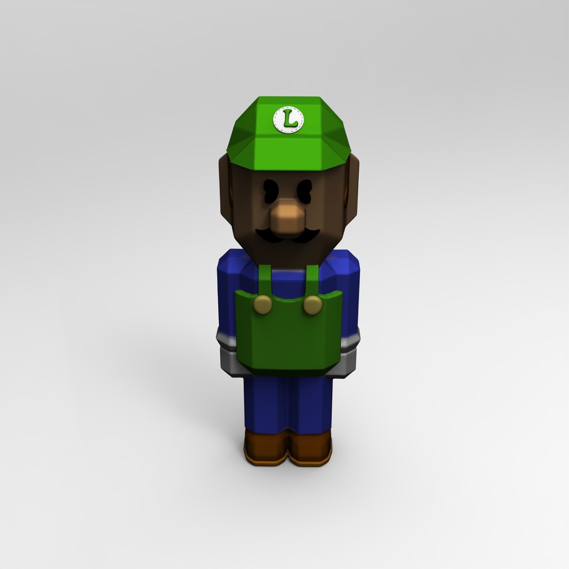 Luigi of Super Mario Bros Minecraft 3D print model_8