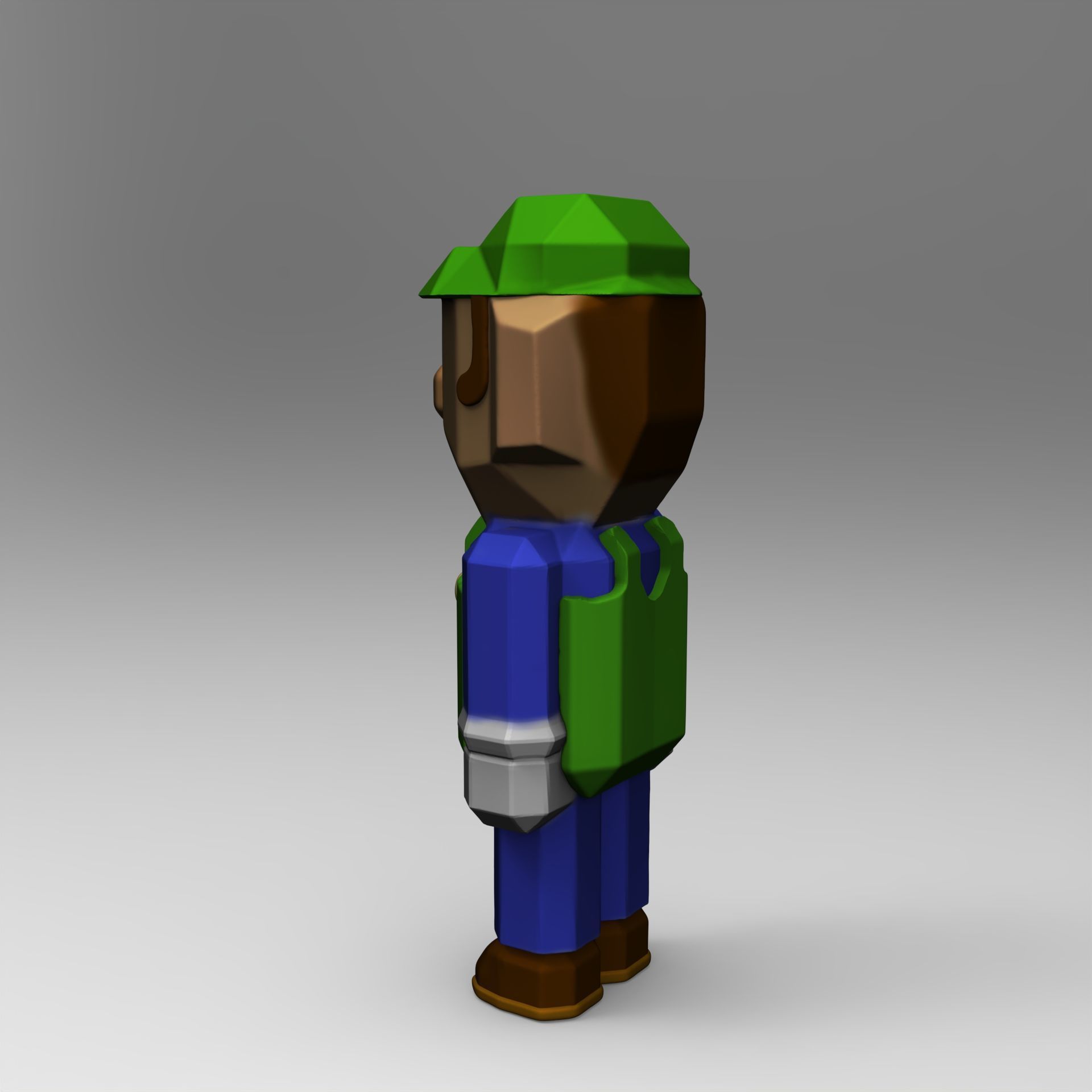 Luigi of Super Mario Bros Minecraft 3D print model_5