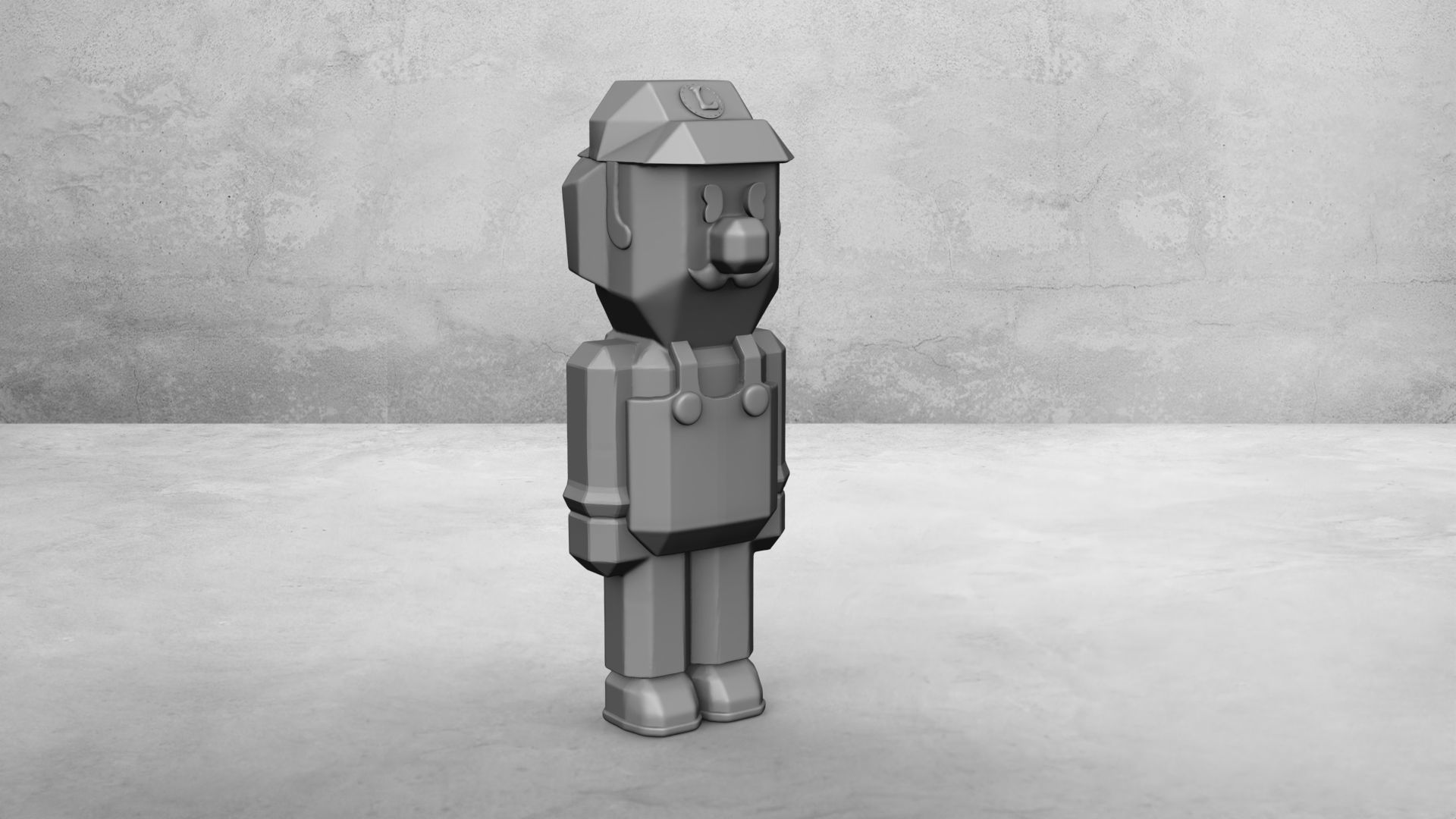 Luigi of Super Mario Bros Minecraft 3D print model_12