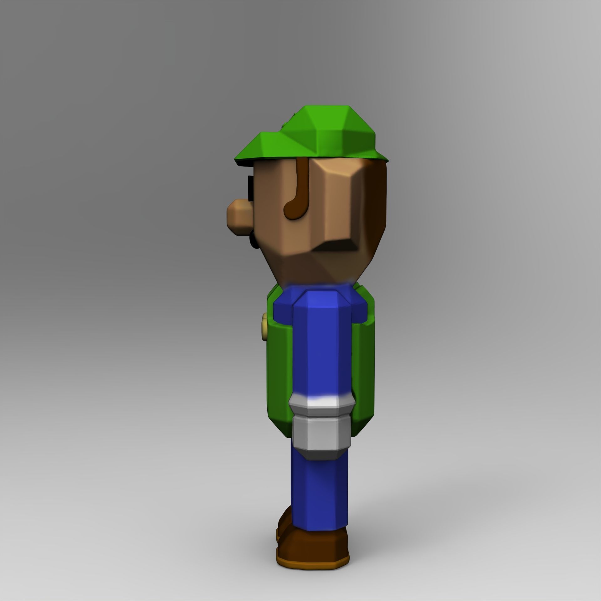 Luigi of Super Mario Bros Minecraft 3D print model_6