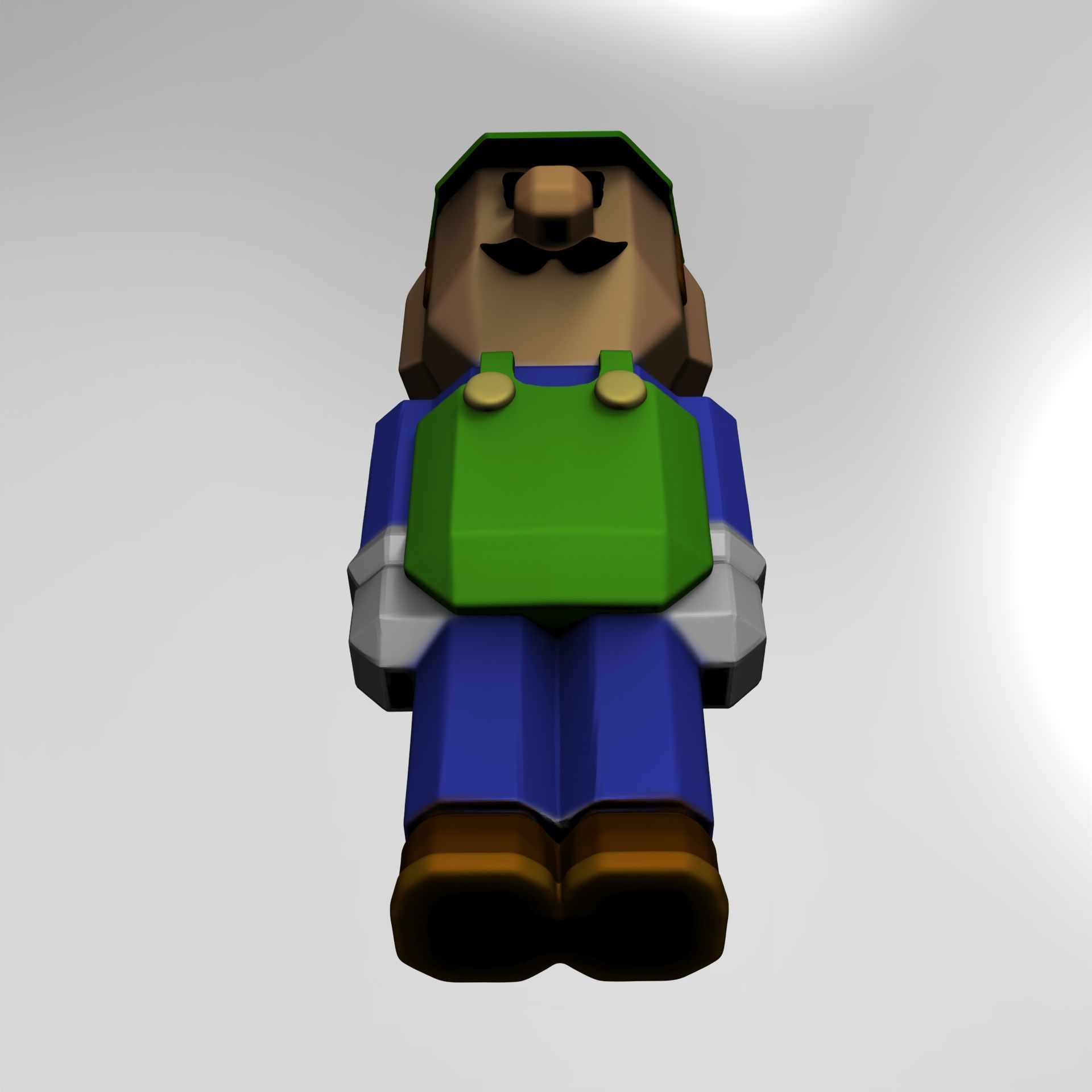 Luigi of Super Mario Bros Minecraft 3D print model_11
