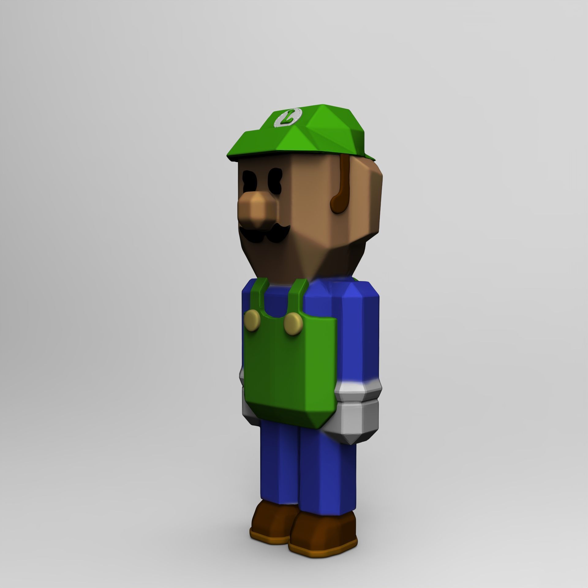 Luigi of Super Mario Bros Minecraft 3D print model_7