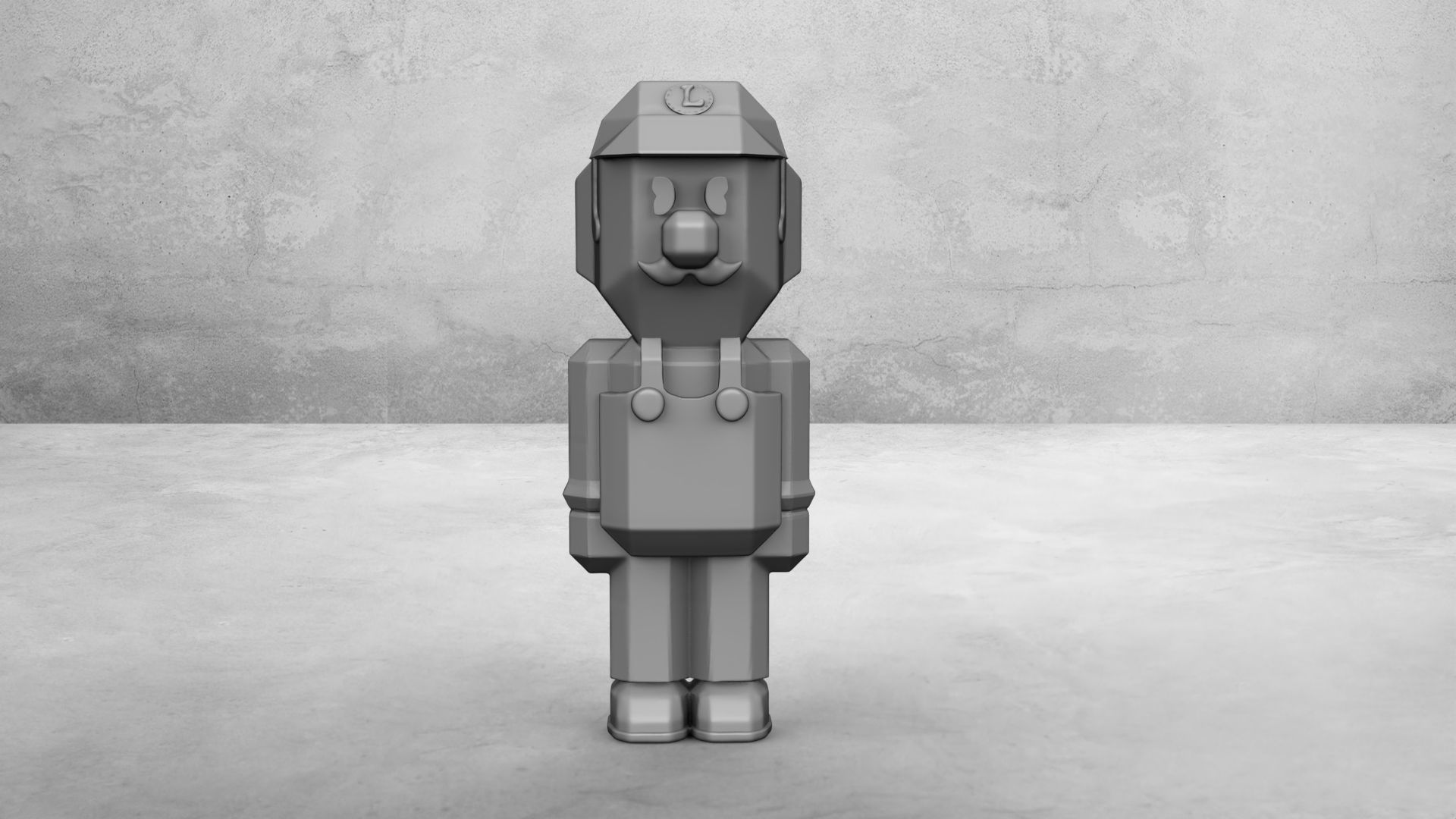 Luigi of Super Mario Bros Minecraft 3D print model_19