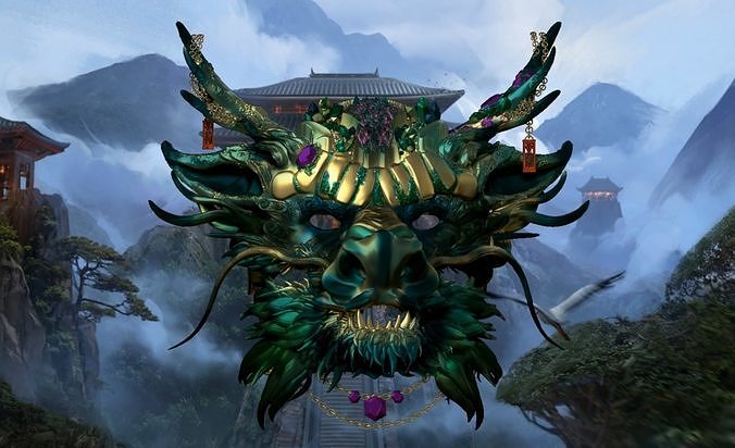 Mask Chinese dragon fursuit 3D print model