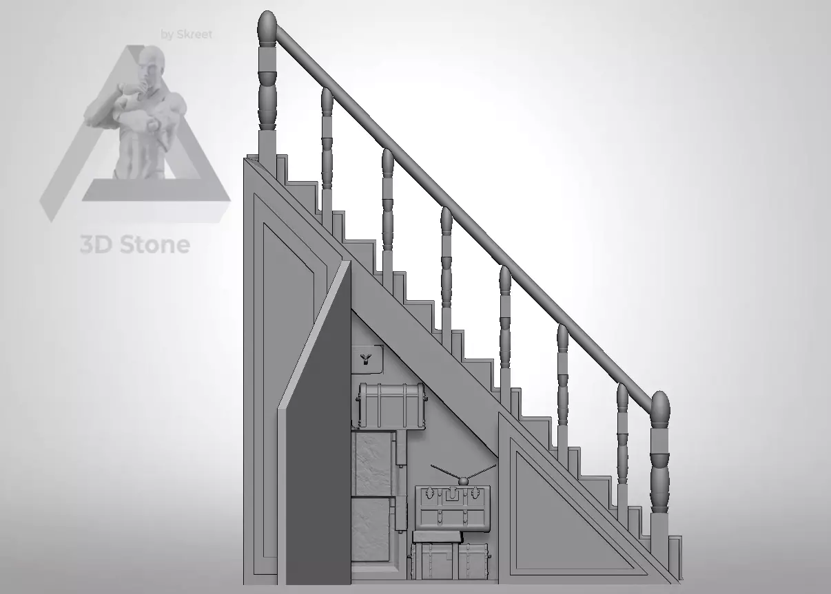 Cupboard Under the Stairs Book Nook Harry Potter 3D print model_0