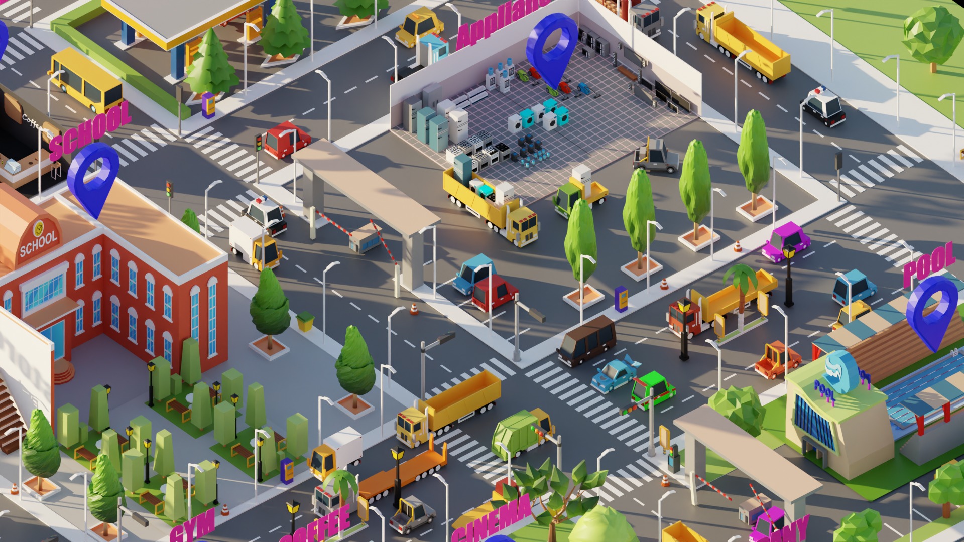 Low Poly Interior City Low-poly 3D model_1