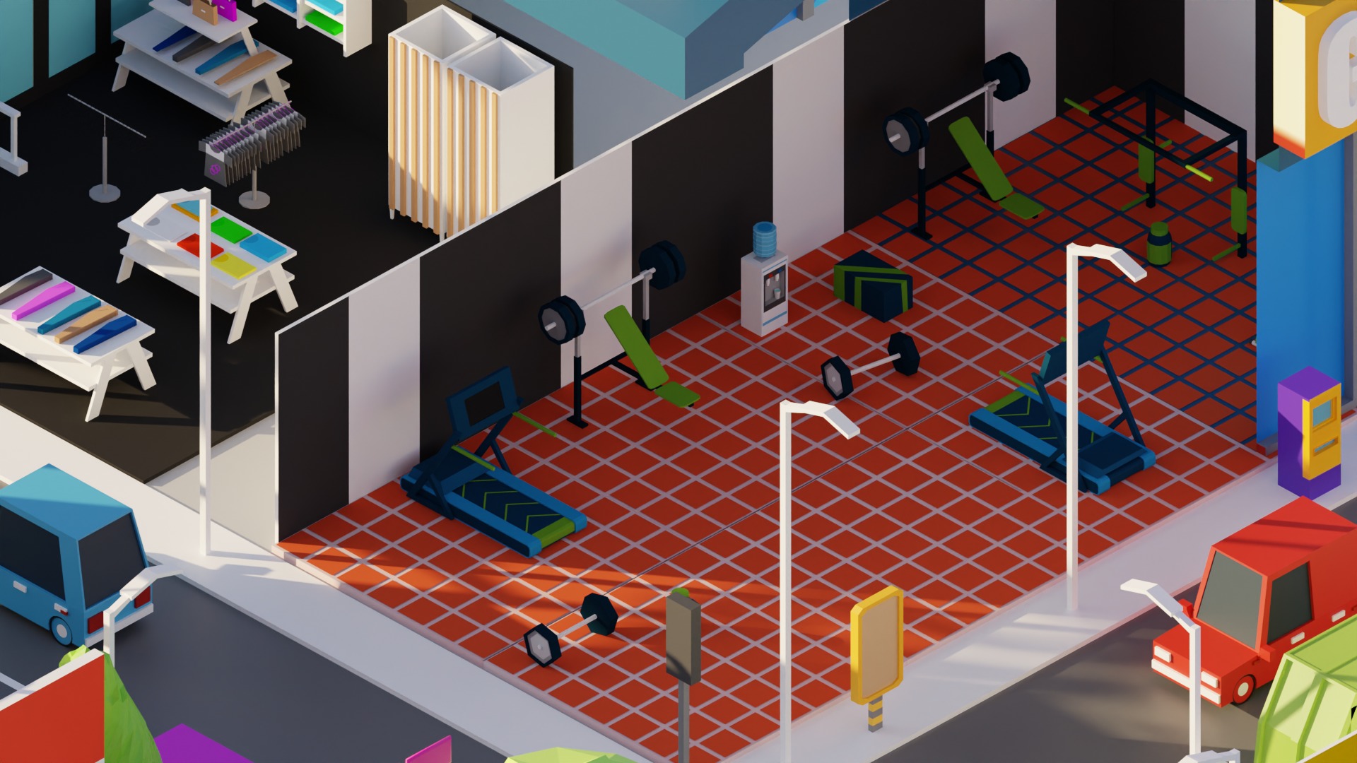Low Poly Interior City Low-poly 3D model_9