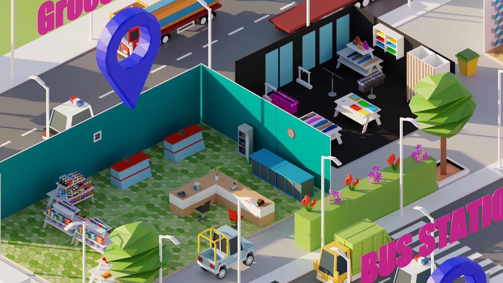 Low Poly Interior City Low-poly 3D model_5