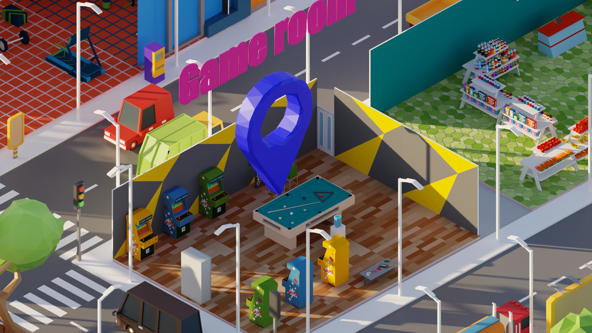 Low Poly Interior City Low-poly 3D model_7