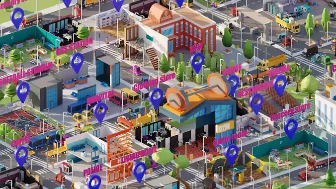 Low Poly Interior City Low-poly 3D model Low Poly Interior City Low-poly 3D model