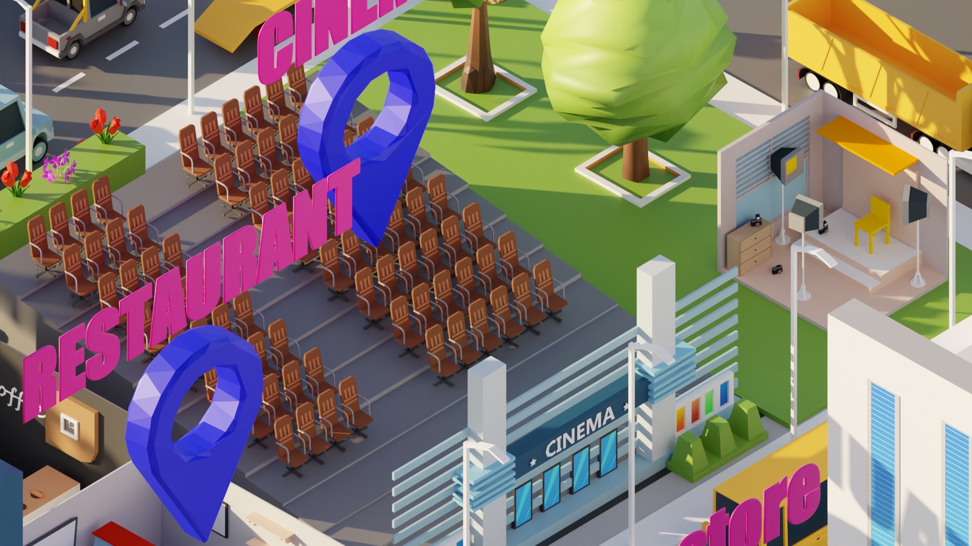 Low Poly Interior City Low-poly 3D model_10