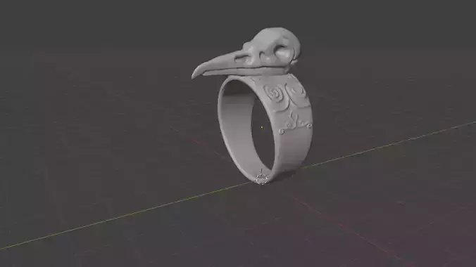 Raven skull ring