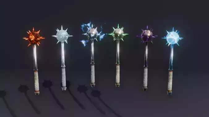 Set of 6 Elemental MorningStar - Medieval weapon -  Morning Star