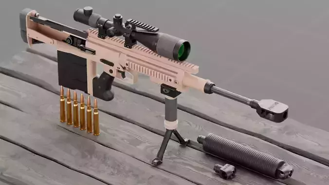 GM 6 Lynx Heavy Sniper Rifle 50cal Low-poly 3D model