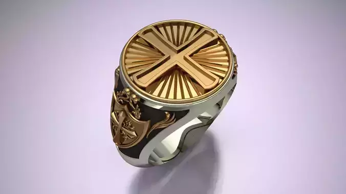 Cross Pattern Signet Ring 3D print model