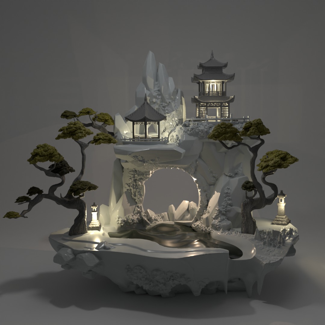 Chinese Rock Lamp 3D print model_1