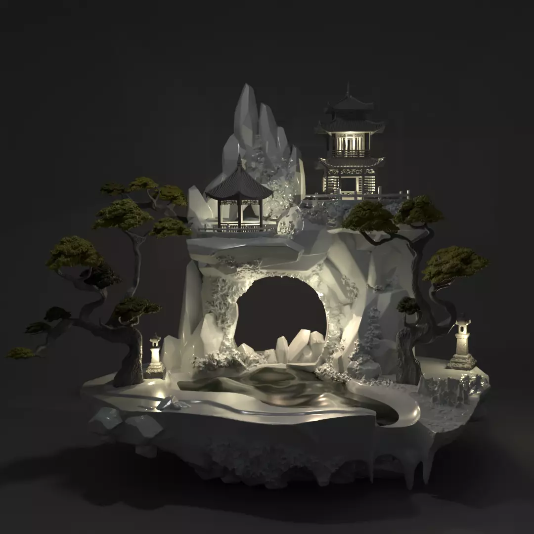 Chinese Rock Lamp 3D print model_0