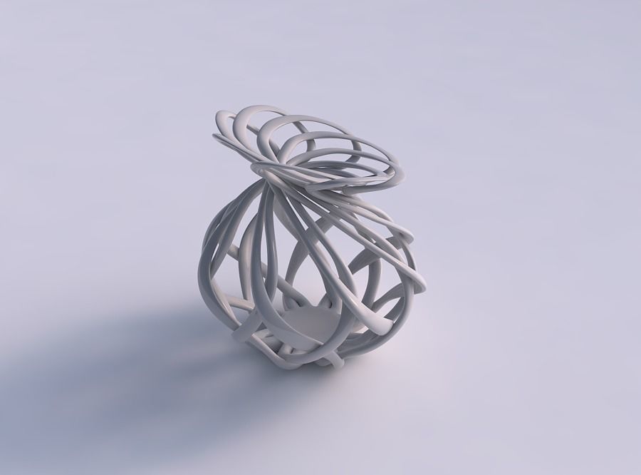 Vase twisted squeezed mid section with interlacing lattice sq... 3D print model_0
