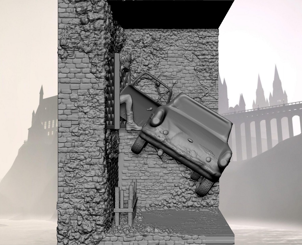 Lamp Harry Potter escapes from home in Ron Weasleys car 3D print model_12