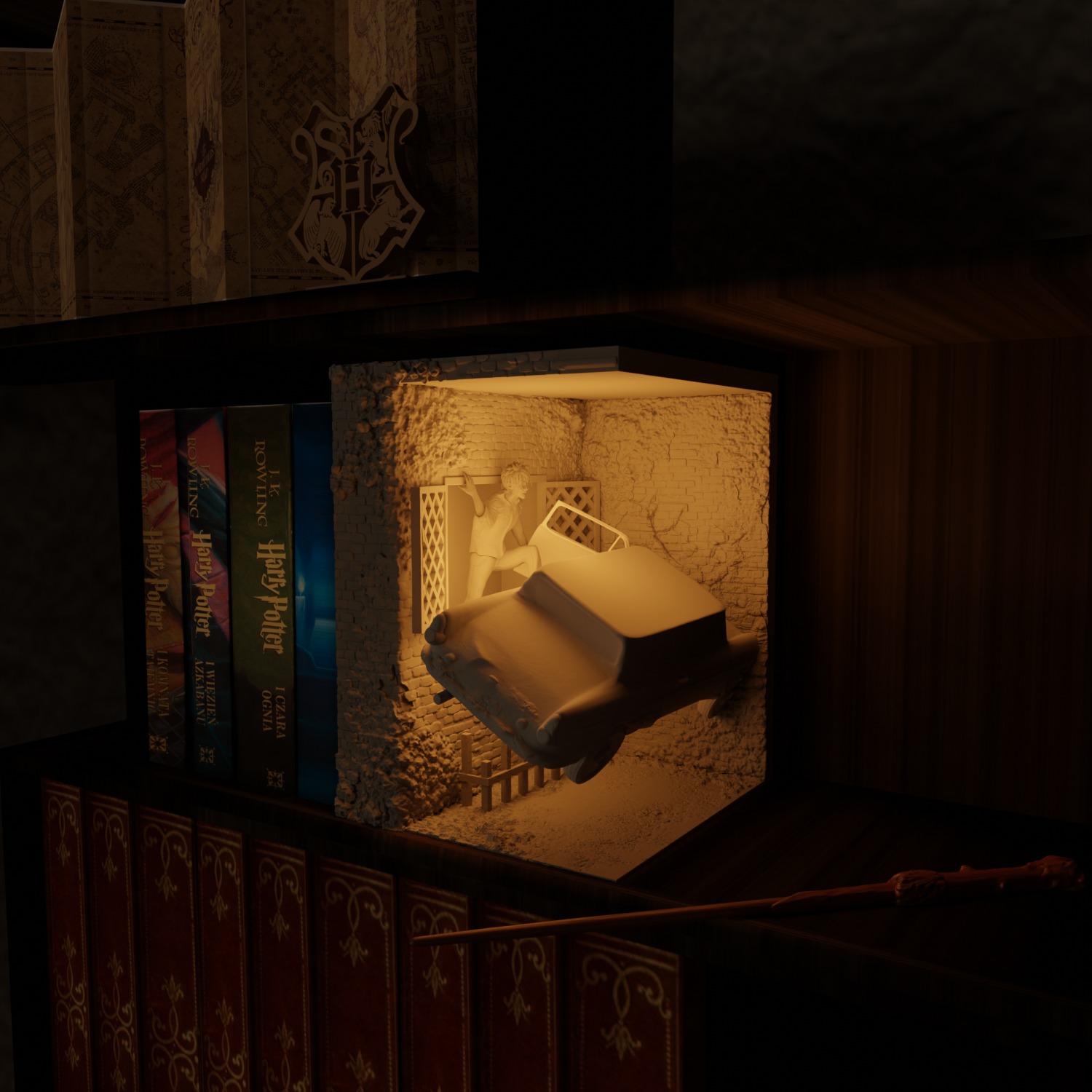 Lamp Harry Potter escapes from home in Ron Weasleys car 3D print model_1