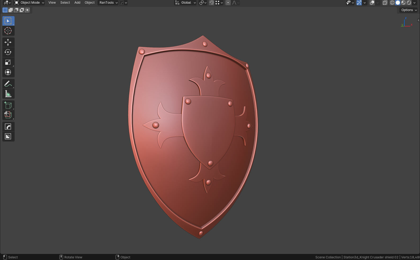 Knight Crusader shield 02- Low-poly 3d model Low-poly 3D model_6
