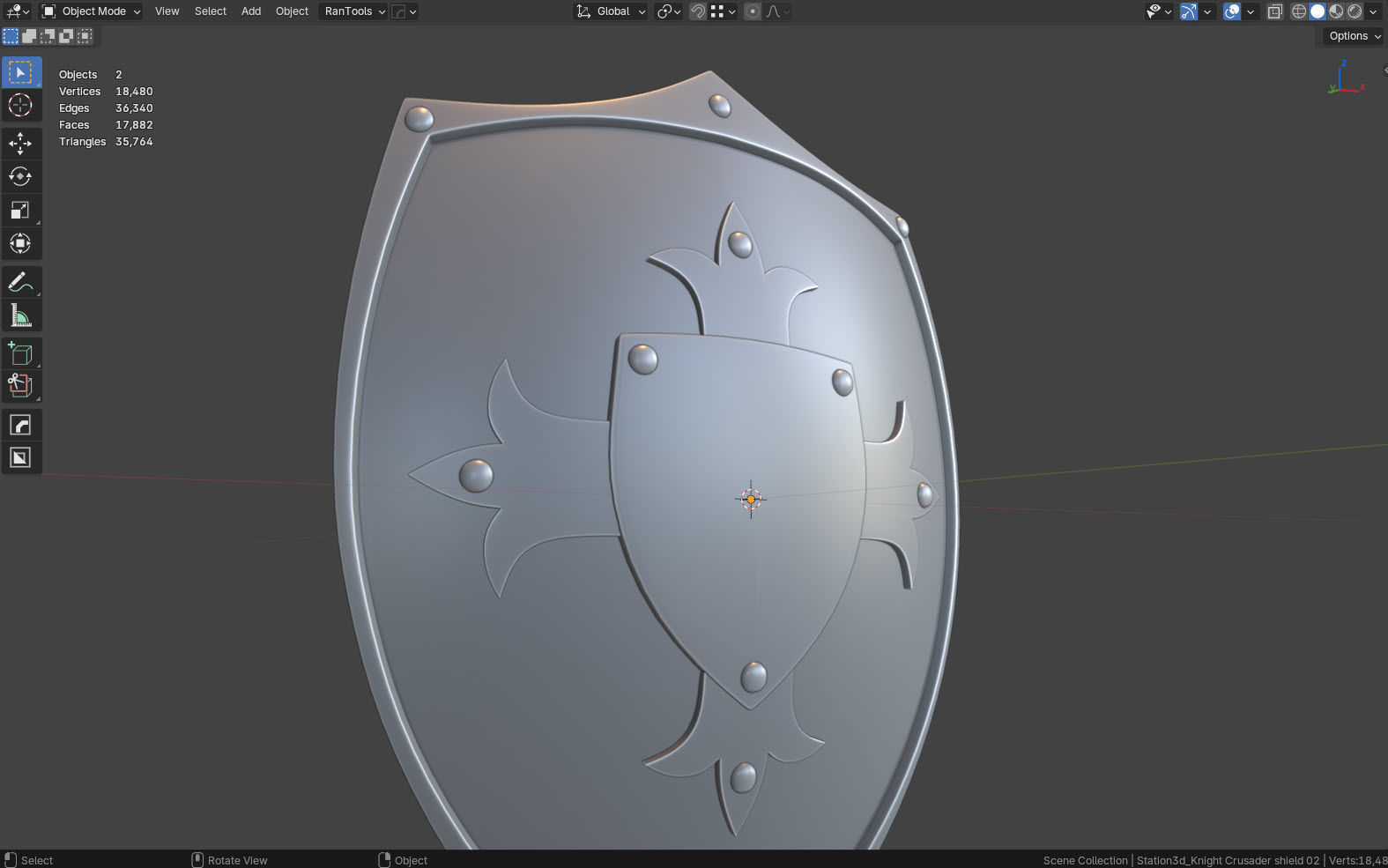 Knight Crusader shield 02- Low-poly 3d model Low-poly 3D model_13