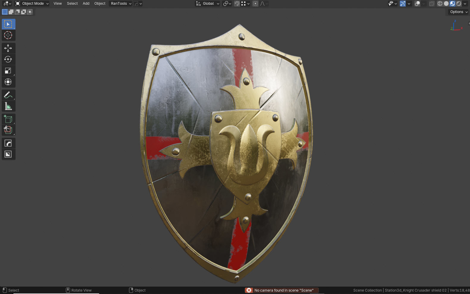 Knight Crusader shield 02- Low-poly 3d model Low-poly 3D model_10