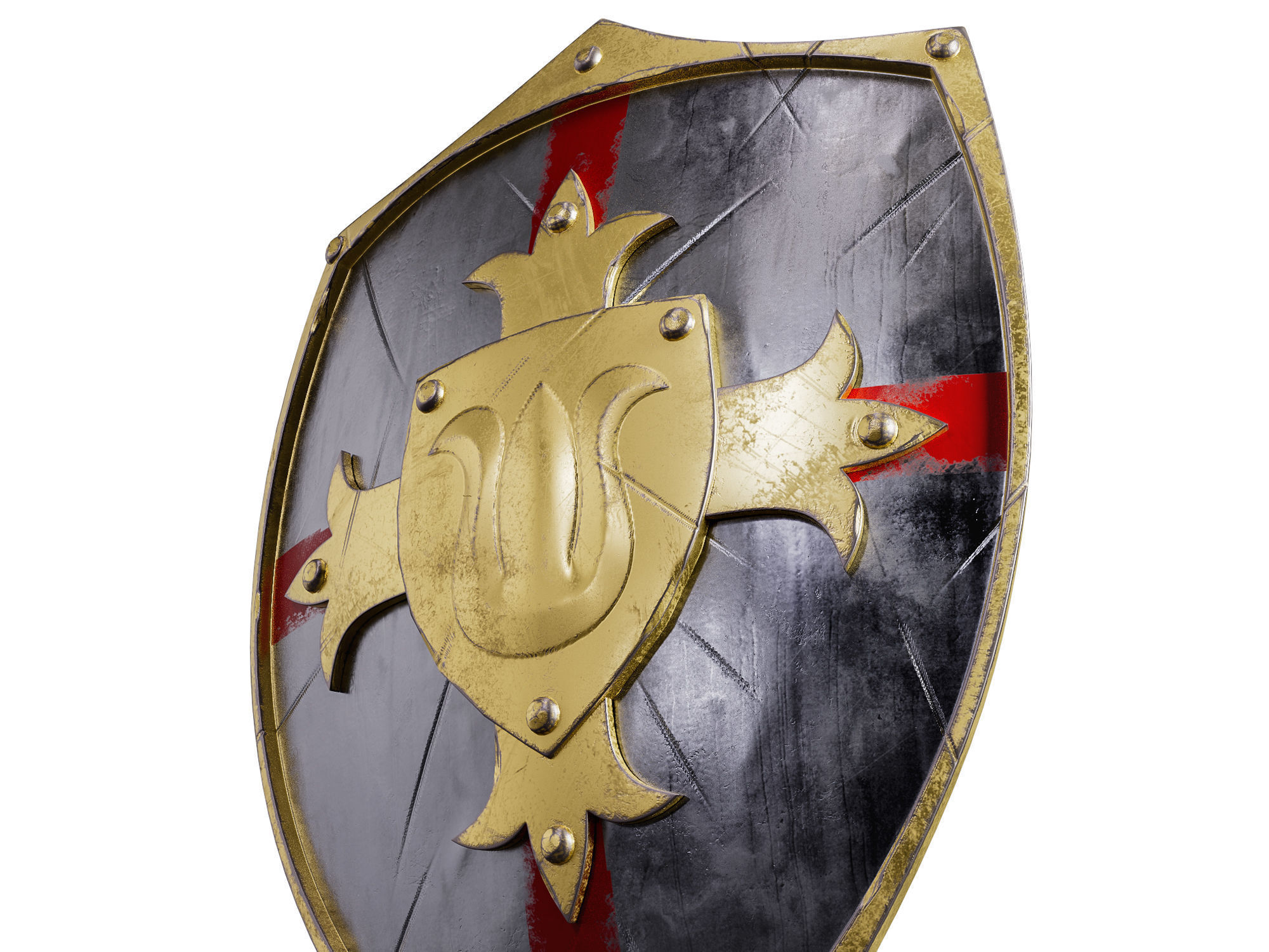 Knight Crusader shield 02- Low-poly 3d model Low-poly 3D model_3