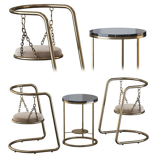 Coffee table and armchair 3D model