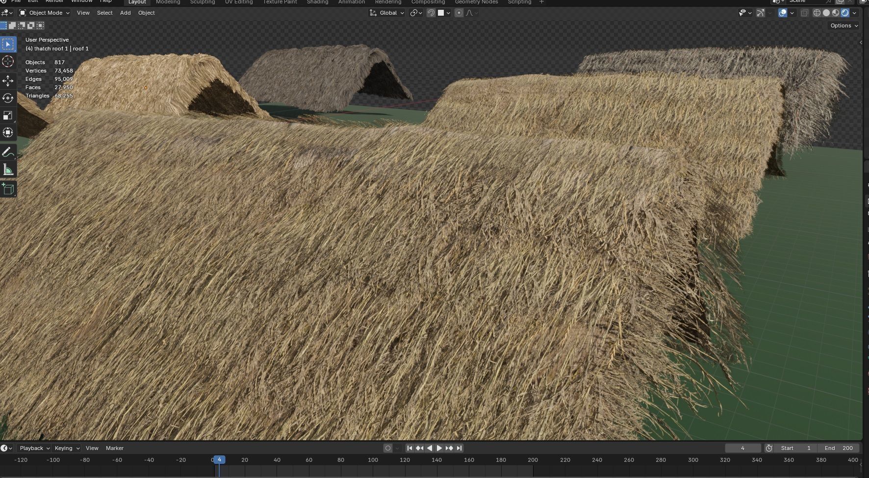 Thatch Hut Roof For Games and Films 3D model_2