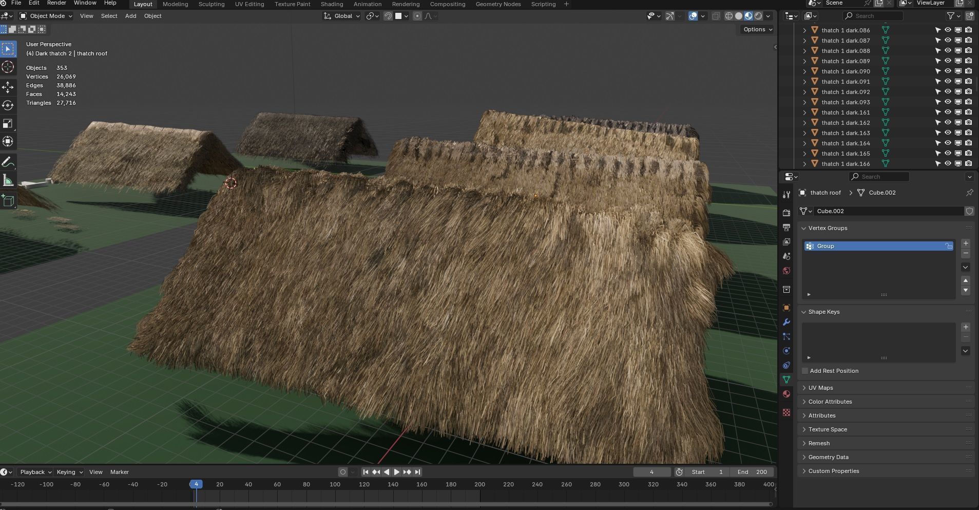 Thatch Hut Roof For Games and Films 3D model_3