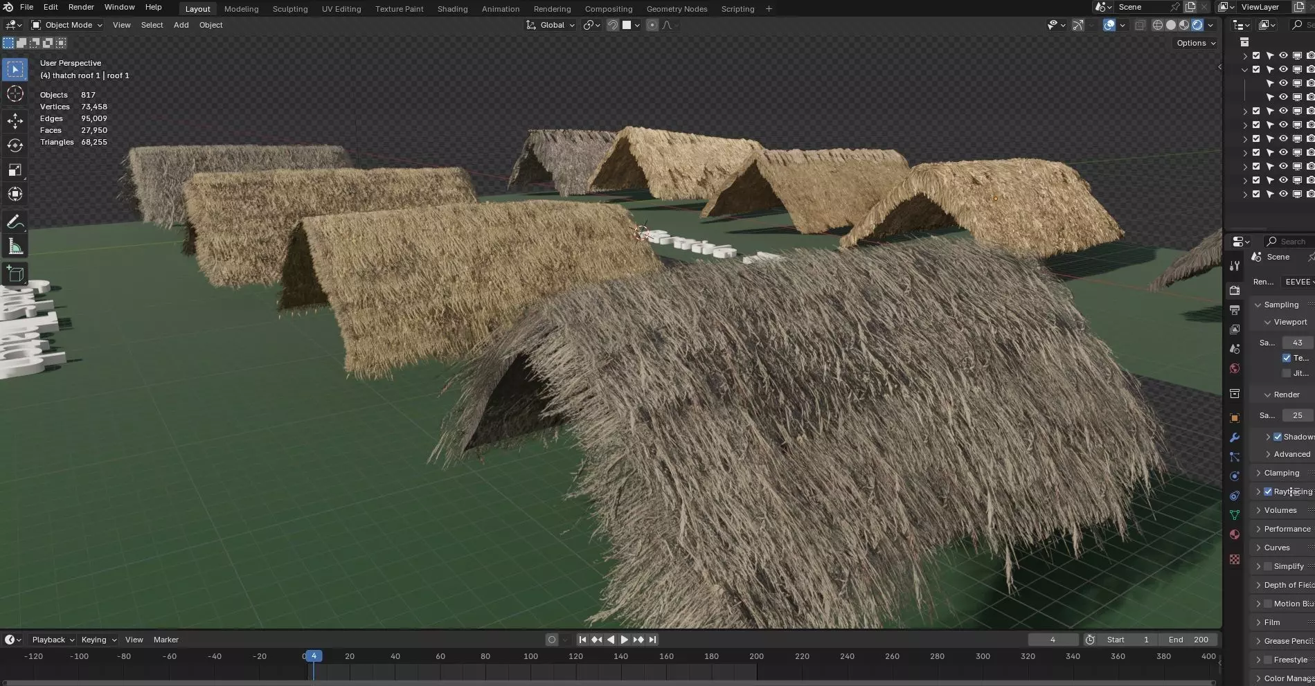 Thatch Hut Roof For Games and Films 3D model_0