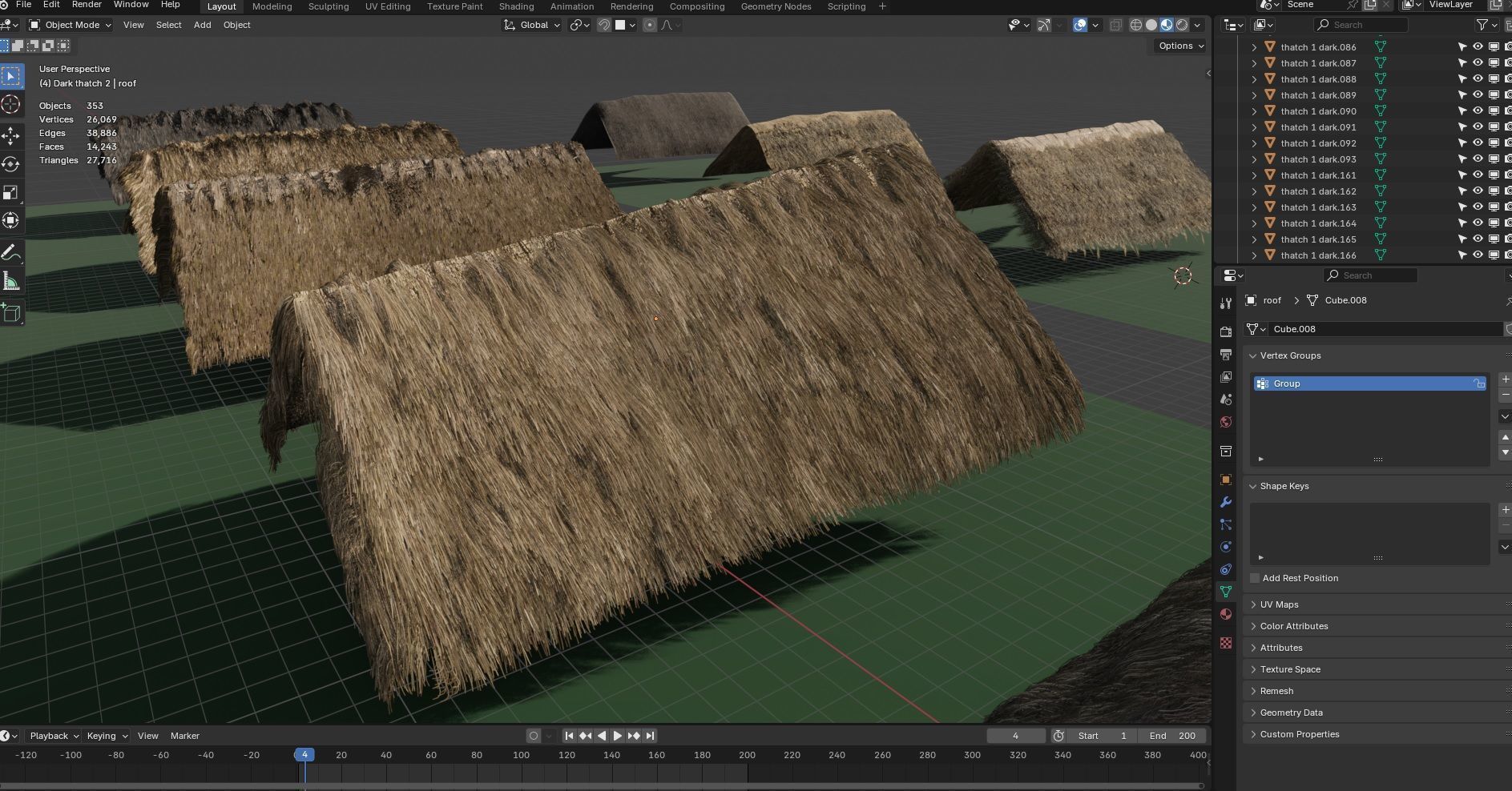 Thatch Hut Roof For Games and Films 3D model_4