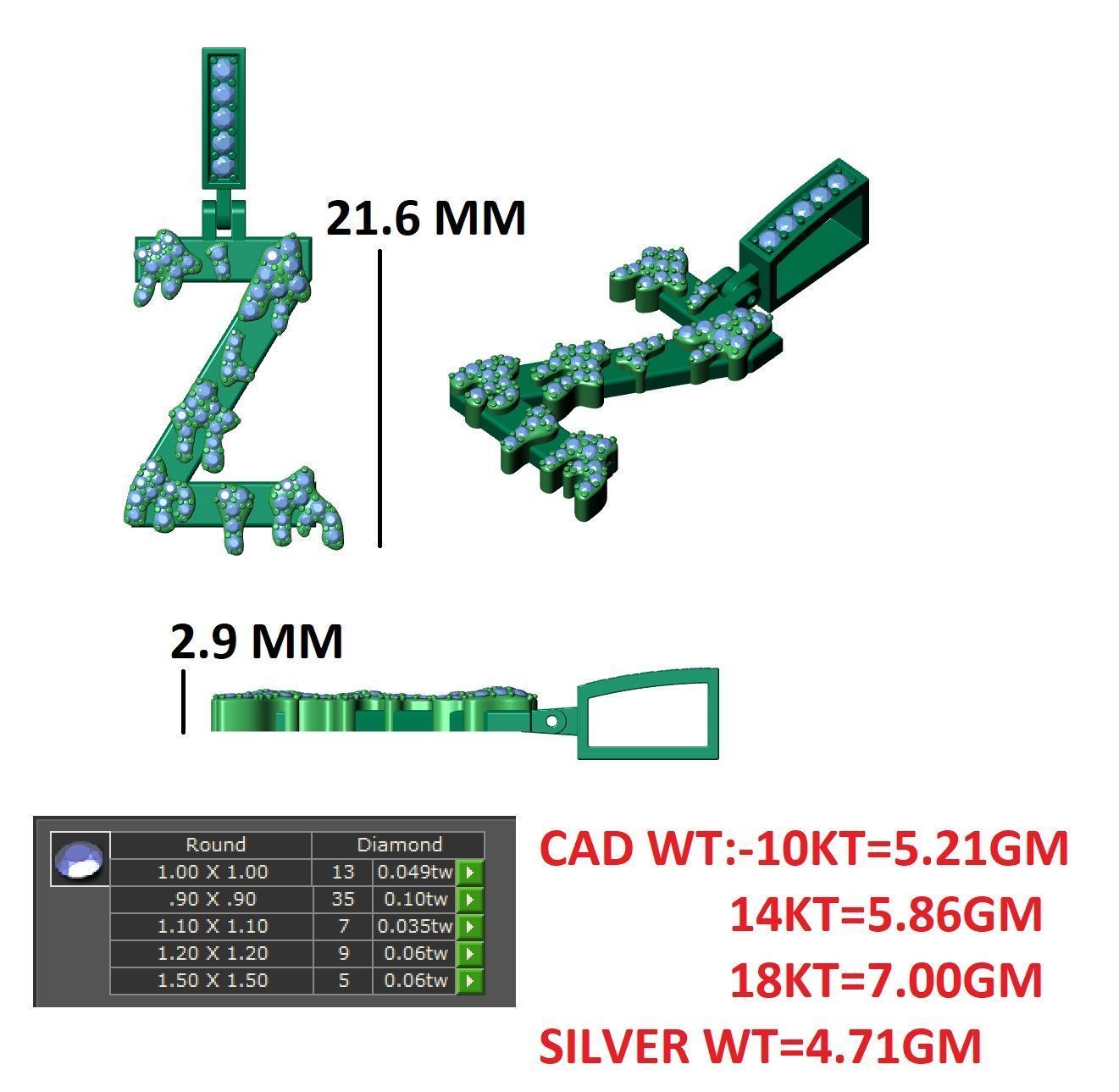 Alphabet Latter hiphop Pendent 3D print model_13
