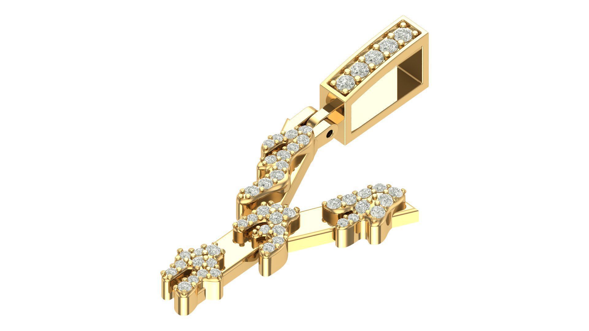 Alphabet Latter hiphop Pendent 3D print model_3