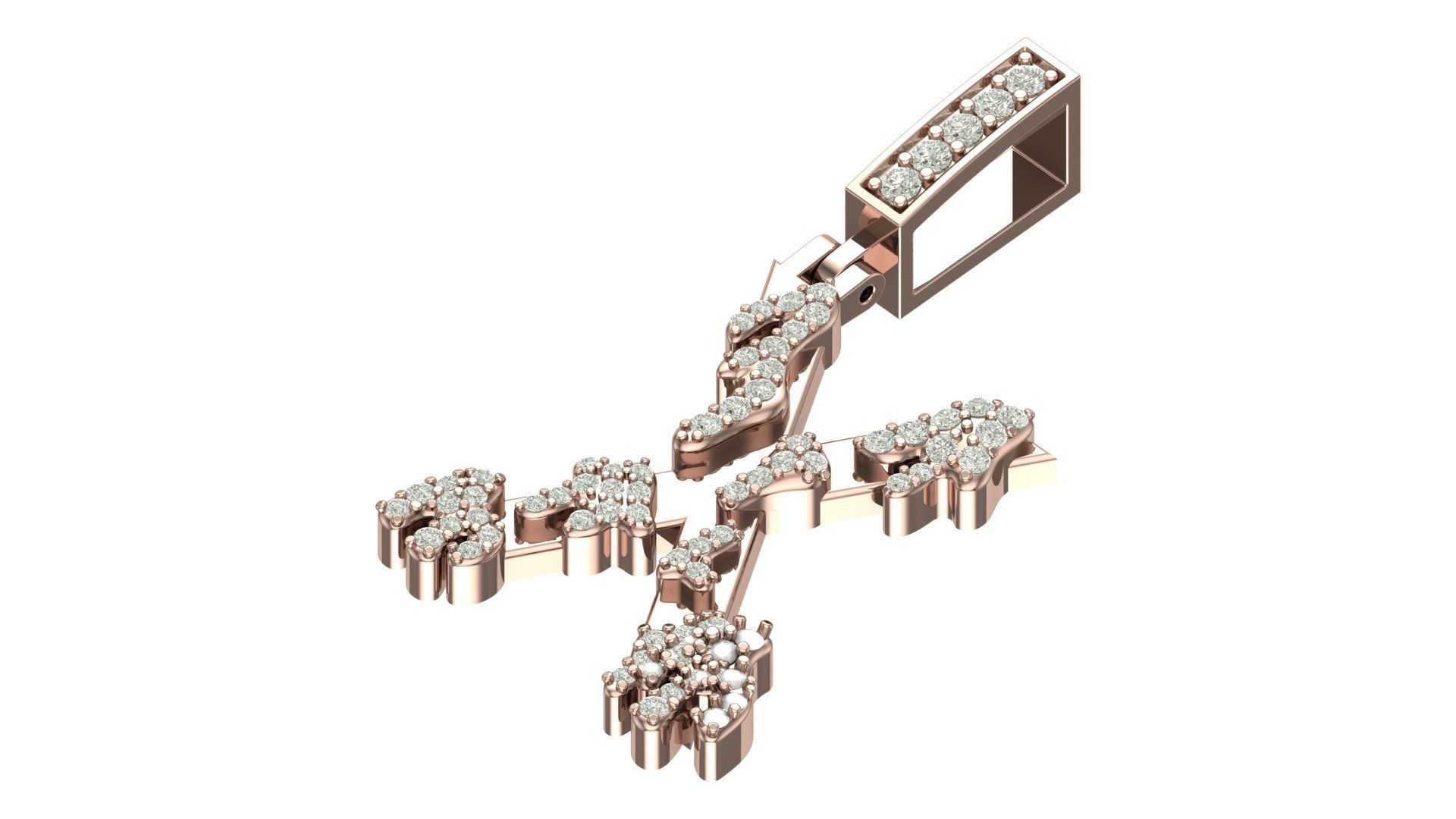 Alphabet Latter hiphop Pendent 3D print model_5