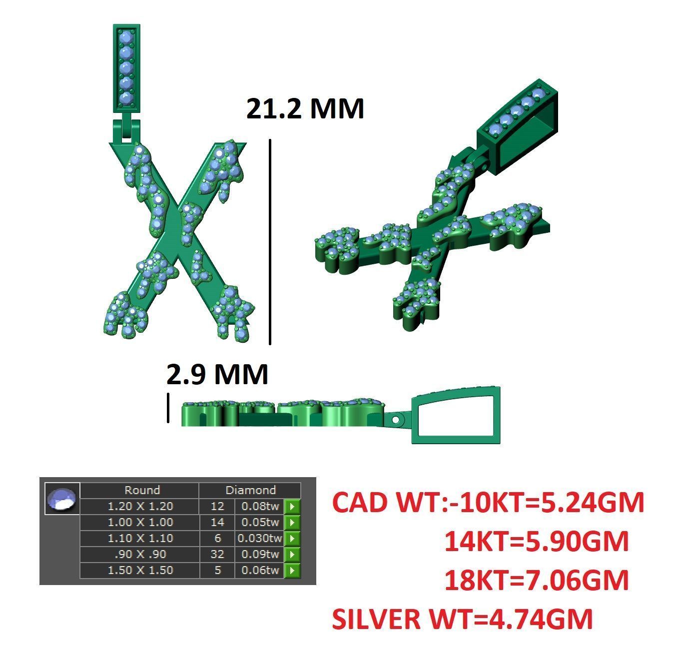 Alphabet Latter hiphop Pendent 3D print model_10