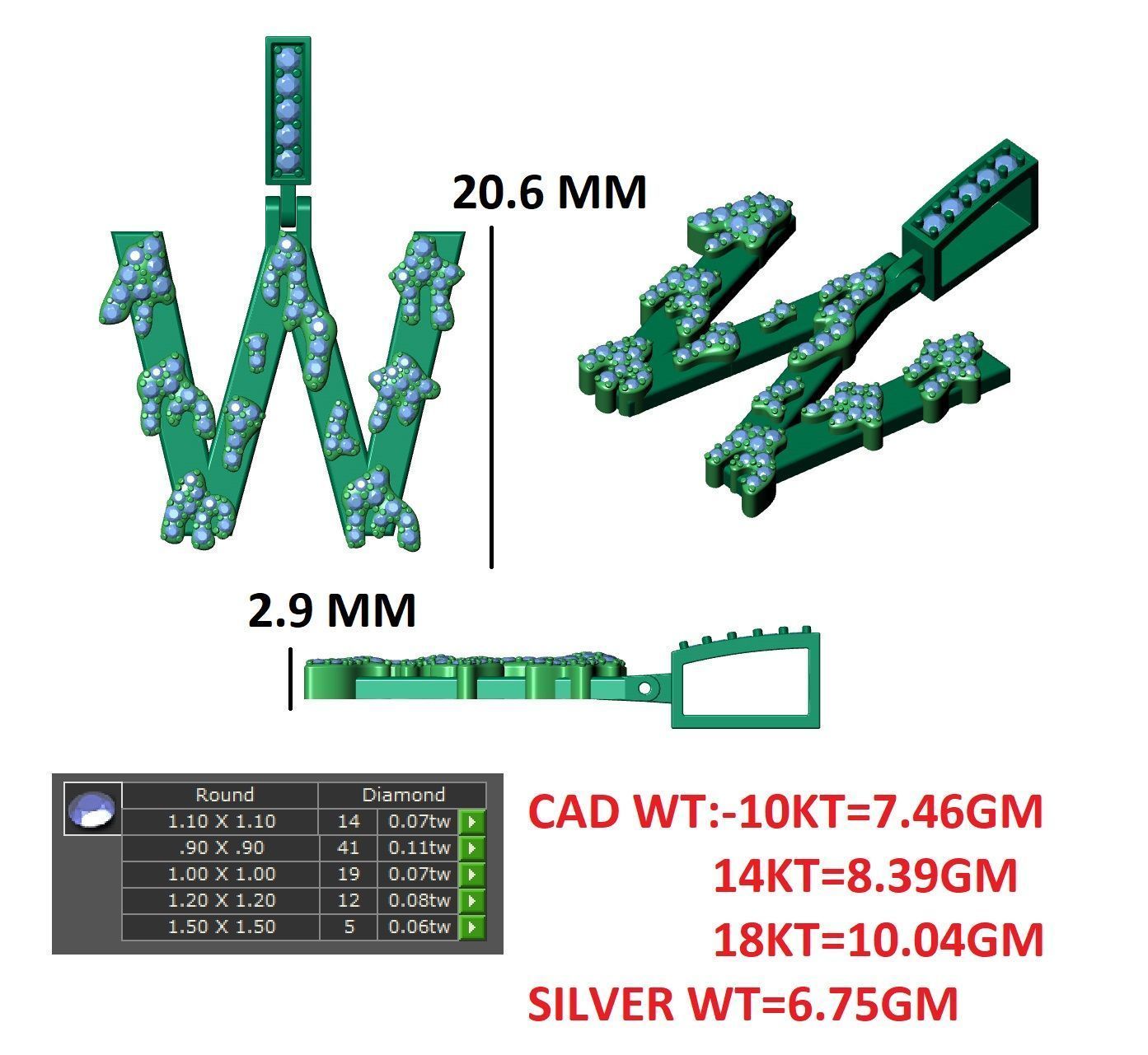 Alphabet Latter hiphop Pendent 3D print model_5