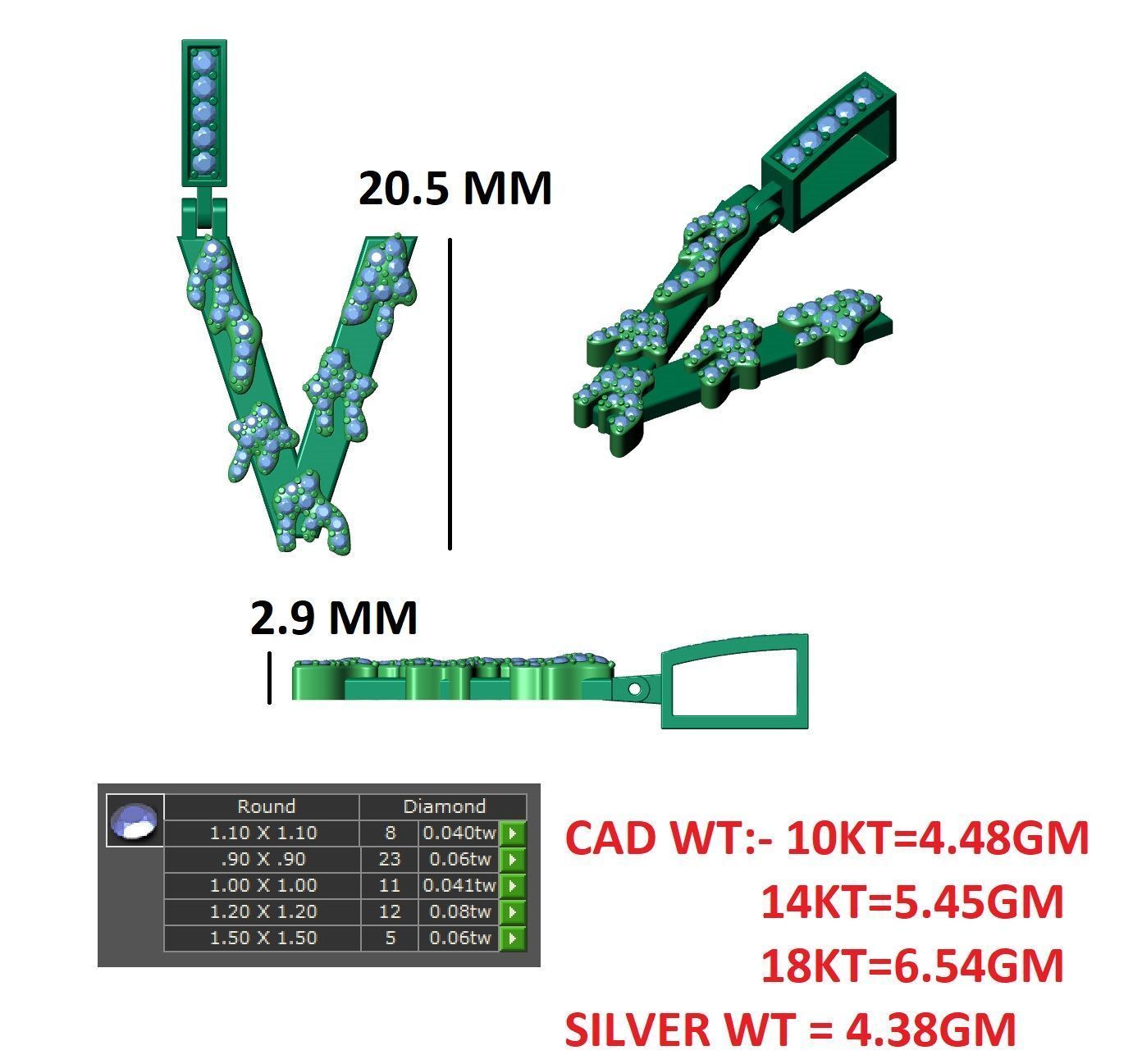 Alphabet Latter hiphop Pendent 3D print model_13